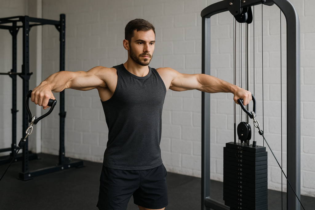 man doing cable lateral raises